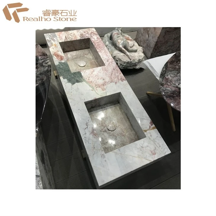 Four Season Pink Marble Countertop Bench Top Vanity Top For Kitchen And Bathroom Decor factory