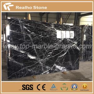 Snow Black Marble Plater Fliser Med Hvite Viens