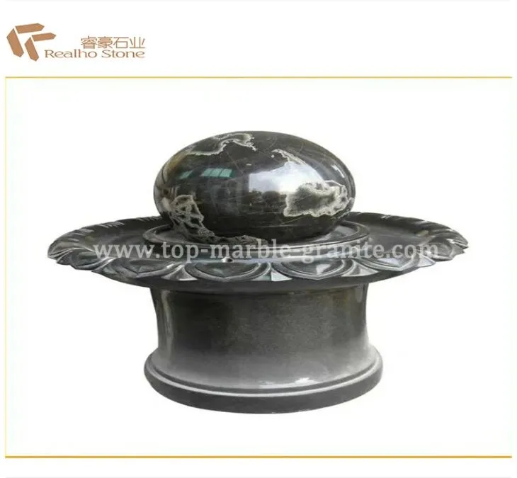 Indoor Black Marble Rolling Fountain Ball